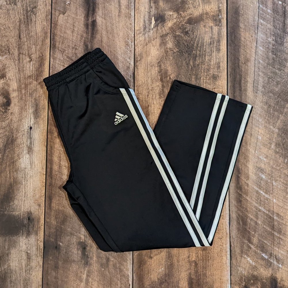 Adidas track pants, black & white, size Medium (10-12)